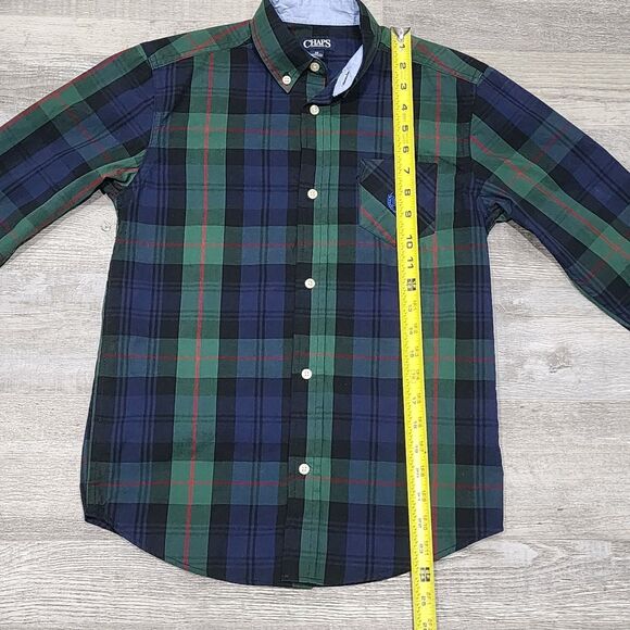 Chaps Boys Long Sleeve Button Up Shirt Blue Red Green Sizes Medium 10/12 - Picture 3 of 7